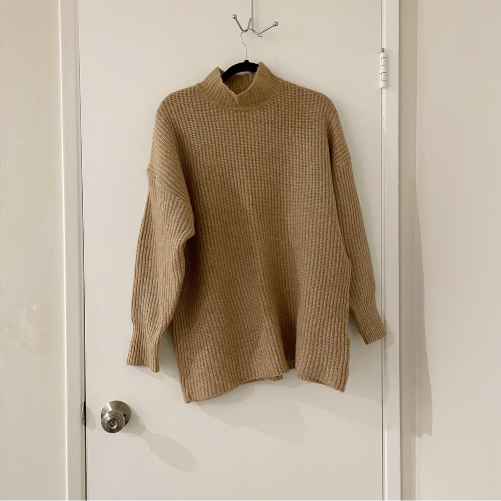 NWOT MONKI Cozy Tan Mock Neck Sweater